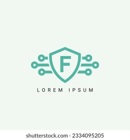 Plantilla de diseño del logotipo de la letra F, tecnología, electrónica, digital, logotipo