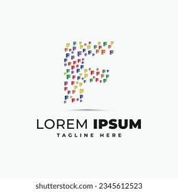 Letter f logo design template with colorful alphabet b vector