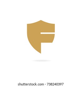 Letter F logo. Design template elements, protection, shield.