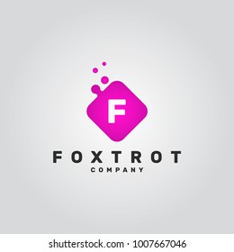 Letter F Logo. F Letter Design Vector Template with Abstract Purple Square.