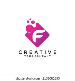 Letter F Logo Design Vector with Dots 