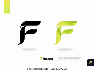 Logo de la letra F. F Vector de diseño de letras con color verde