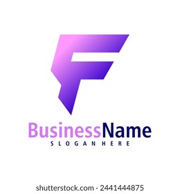 Letra F vector de diseño de logotipo. Plantilla de conceptos de logotipo de Creative Initial F