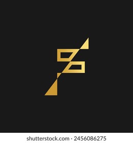 Letter F logo design vector with creative illustration and golden gradient concept