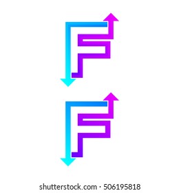 Letter F logo design vector. Arrow sign.Business symbol