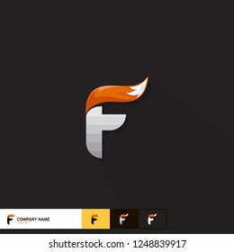 letter F logo design,Fox Tail vector