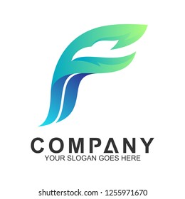 letter F logo with eagle head shape