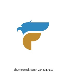 Letter F logo with eagle head combination	