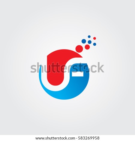 Letter F Logo Elegant Smooth Lines Color Ribbon Style Letter F Logo Elegant Smooth Lines Color Ribbon Style