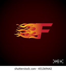 letter F logo, fire fast speed