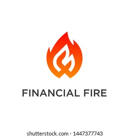 Letter F logo with fire flame shape, emblem, design concept, creative symbol, icon business or corporate.
