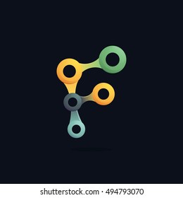 Letter F logo formed by chain. Connection icon. Vector elements for posters, t-shirts and cards. 
