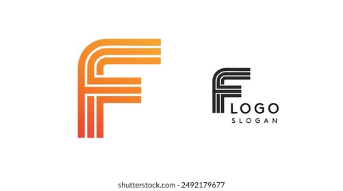 Letter F logo in gradient orange and black. Modern, sleek, abstract design ideal for corporate branding, business identity, and professional use. Flat, minimalistic, geometric vector illustration