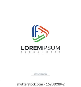 Letter F logo icon design template elements Initial FFF Play Digital vector symbol business logo design