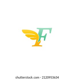 Letter F logo icon illustration with wings vector