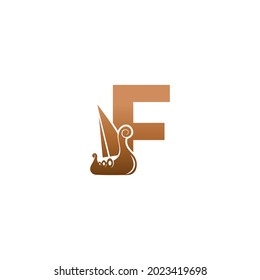 Letter F with logo icon viking sailboat design template illustration