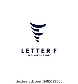 Letter F logo with implants concept