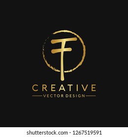 Letter F Logo. Initial Letter Design Vector Luxury Colors