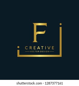 Letter F Logo Initial. Gold Letter Design Vector Golden Luxury Colors
