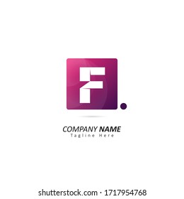 letter F logo inside a square with origami concepts and dot element. Design vector illustration logo for company