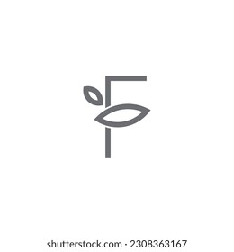logotipo de letra F con combinación hoja