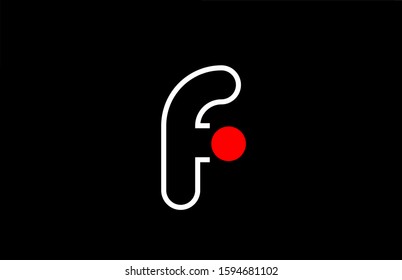 letter f logo line black background alphabet design icon for business with red dot. Suitable for a company logotype