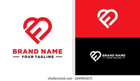 LETTER F LOGO LOVE SHAPE MONOGRAM EDITABLE