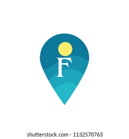 Letter F Logo Map Point,Check in,Pin maps symbol,Gps icon