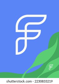 Letter F logo mark in a simple, organic monoline style, for your initials, ornaments, design elements.