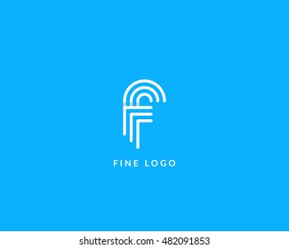 Letter "F" logo monogram. Creative line art design. Eps10 Vector line logotype.