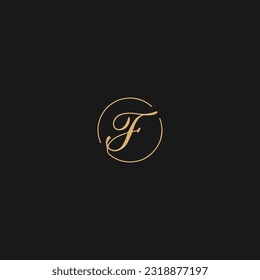 Monograma del logotipo de la letra F, líneas delgadas F Script simples, emblema de identidad inicial
