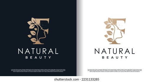 letter f logo with natural beauty concept premium vector