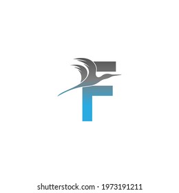 Letter F logo with pelican bird icon design vector
