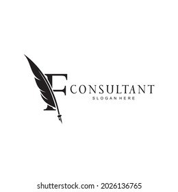 letter F logo and quill
.combination of letter F and vector quill .perfect for logos of legal consultants, lawyers, and more