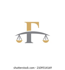 Letter F Logo With Scale of Justice Logo Icon 003