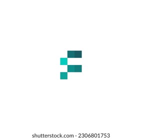 Letter F logo set with geometric gradient design, concept of 5G, future and forward. Pixel F letter logo.