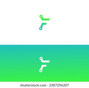 Letter F logo set with geometric gradient design, concept of 5G, future and forward. Technology F letter logo.