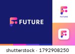 Letter F logo set with gradient design, concept of 5G, future and forward