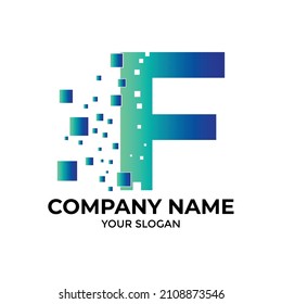 Conjunto de logotipos de letra F con el logotipo futuro de diseño de degradado