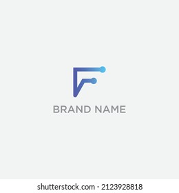 Letter F logo set with gradient design. abstract letter F for digital technology brand logo template.