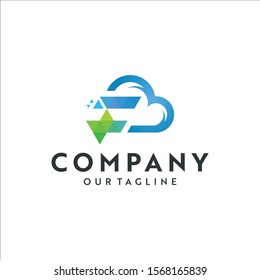 The letter F logo is in the shape of a cloud, stylish Cloud logo icon