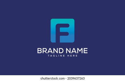 Letter F logo, Square shape symbol, green and blue color, Technology and digital abstract logo template