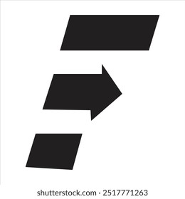 the letter f logo is striped with an arrow facing forward, meaning moving forward quickly.