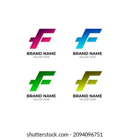 Paquete de colección de plantillas de logotipo de carta F. Logo de la letra F