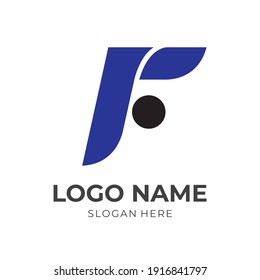 letter F logo template flat blue and black color style