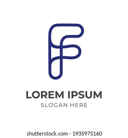 plantilla de logotipo de letra F con estilo de color azul plano