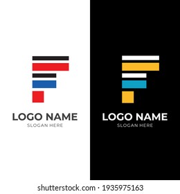 plantilla de logotipo de letra F con estilo de color plano