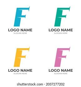 letter F logo template with flat colorful style