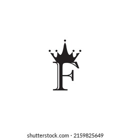 letter F logo template king crown illustration vector design