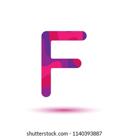 Letter F logo template. Vector paper-cut alphabet. 